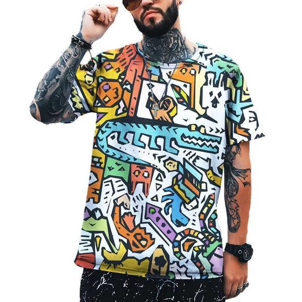 Blusas para mujer Camisas 2022 Nueva moda para hombres Calle Hip-hop Graffiti Impresión 3d Leica Poliéster Tela de alta calidad Camiseta 2022 Marca Tallas grandes Top YQ240120