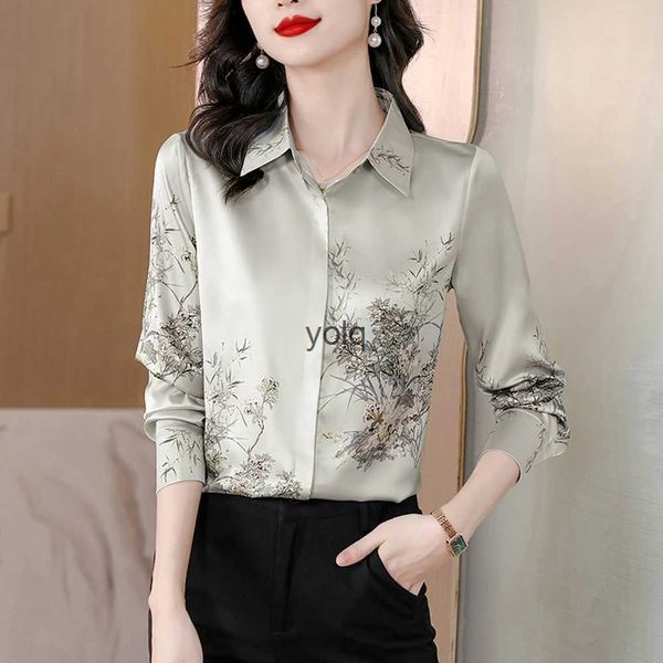Chemisiers pour femmes chemises 2023 mode pour femmes élégant imprimé fleuri nouveau luxe Tops basiques Vintage femme Cloingyolq