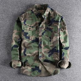 Chemisiers pour femmes et hommes, salopette de Camouflage délavée, chemise à manches longues, Double poche, polyvalente, décontractée, militaire, 2023, 231016