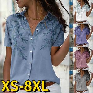 Blouses Shirts voor dames 2023 Zomer hete verkopen Fashion dames shirt kantoor dame turn down kraag slanke single breasted blouses print knop shirts lente p230427