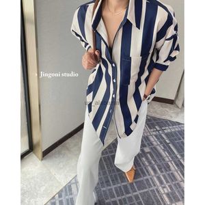 Women's Blouses Shirts 2023 femme Oem Plaid rayé Blouses chemises vêtements hauts à la mode de luxe Vintage printemps nouveau Y2k Style coréen T-shirt Cardigan YQ231214