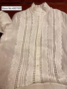 Chemises de chemisiers pour femmes 7Evening dames coton en dentelle blanche patchwork creux