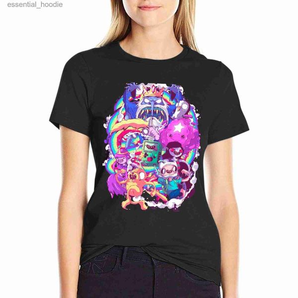 Chemisiers pour femmes chemises Adventure Time-liquide Doodle T-Shirt hauts d'été haut d'été dame vêtements femmes T-Shirt L230919