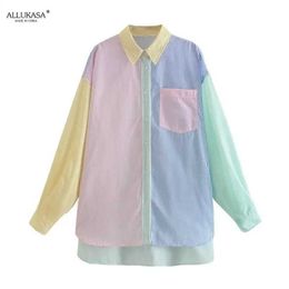 Chemises de chemisiers pour femmes Allukasa 2021 Femmes Fashion Coumor Couleur à rayures Blouse de smock Blouse de bureau Dames Gourds Casual Shirts Chic Blusas Tops D240507