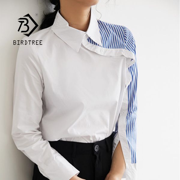 Blusas de mujer Camisas Llegada Mujer Turn Down Collar Camisa blanca Blusa Rayas Patchwork Elegante Chic Estilo coreano Feminina Blusa T9O908F 230808