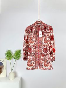 Chemisiers pour femmes chemises de créateur australien 2023 nouvelle Collection de vacances fleur marron clair chemise pour femmes 274e