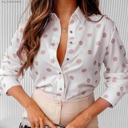 Chemises pour femmes Chemises d'automne Elegant Blouses For Womens Fashion Top Print Floral Casual Long Slve et chemisier Botton Slim Blusas Para Mujer T240412