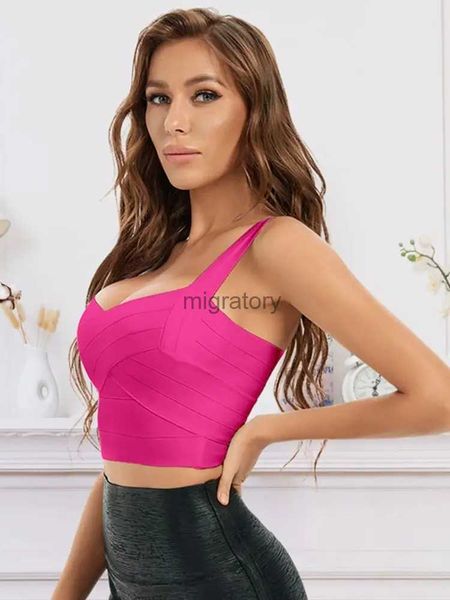 Blusas de mujer Camisas BEAUKEY Calidad sexy Blanco Azul Vendaje Crop Top 2023 para mujeres Criss Cross Chaleco Amarillo Negro Rojo XL Camis Bodycon Tank Mini YQ231213