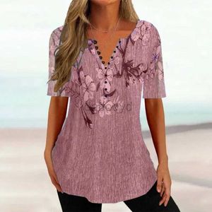 Blouses-shirts voor dames mooie zomerblouse korte mouw v-hals dames shirt snel droge dames shirt 240411