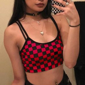 Blusas de mujer Camisas Negro Rojo Cuadros a cuadros Camiseta sin mangas Halter Mujeres Bare Midriff Crop Tops Camis Moda Tube Top Mujer Sin mangas Chaleco recortado YQ240120