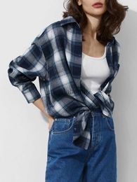 Women's Blouses Shirts Bornladies femmes rétro Plaid col rabattu chemises printemps automne bureau dames rose simple boutonnage Blouses femmes hauts 2023 YQ231214