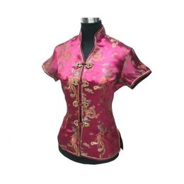 Chemisiers pour femmes Chemises Bordeaux Vintage Été Dentelle Broderie Tradition chinoise Haut chemisier pour femme Taille S M L XL XXL XXXL 021119 230306