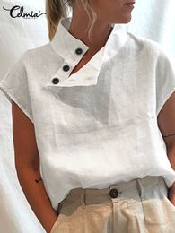 Chemises de chemisiers pour femmes celmia femmes mode blusas mujer lin coton élégant