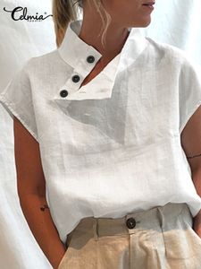 Blouzen voor dames shirts celmia dames mode blusas mujer elegant katoenen linnen wit shirt zomer casual chic tuniek tops extra grote kleding 230227