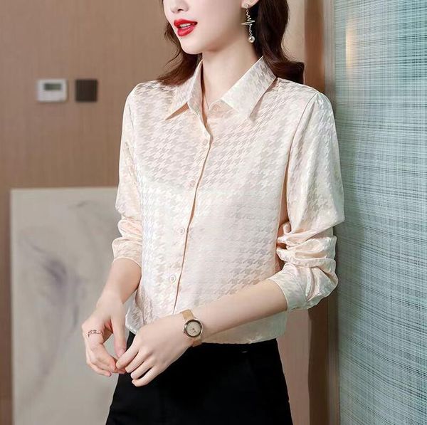 Chemisiers pour femmes chemises classiques en soie imprimée motif de créateur chemises de mode chemise de bureau d'affaires hauts à boutons