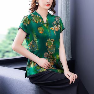 Chemisiers pour femmes Chemises COIGARSAM 4XL Plus La Taille Vintage Chemisier À Manches Courtes Femmes D'été Imprimer Blusas Femmes Tops Et Vert Rouge 5777