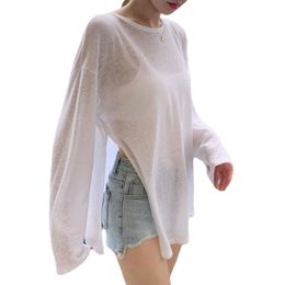 Blusas de mujer Camisas Crochet White Knitted Beach Cover Up Dress Túnica Pareos Bikinis Ups Swim Robe Plage Beachwear Mujer CamisasMujer