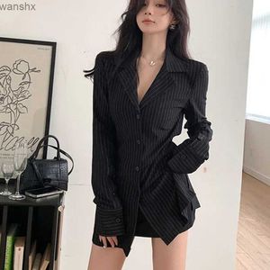 Chemises de chemisiers pour femmes Deeptown Retro Blouses Black Striped Tunique Shirt Long Manneved Fashion Bureau Fashion Fashion Fashion Old Style Elegancel2405