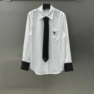 Damesblouses Overhemden Designer 2023 Herfst/Winter Nieuw Pra Nanyou Gaoding College Stijl Manchet Stropdas Contrast Driehoek Decoratie Shirt Met Lange Mouwen L2OS