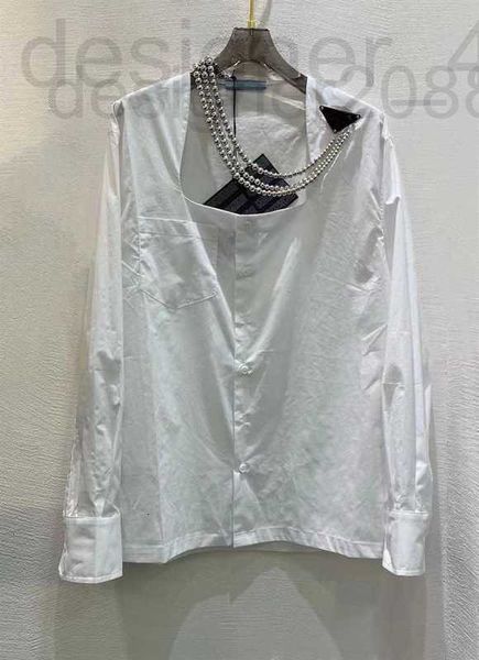 Blouses pour femmes Chemises Designer 2023 Début du printemps Nouvelle ligne Tempérament simple Grand col en U Amovible Perle String NecklaShirt QBMP JXZV