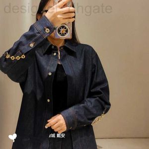 Women's Blouses Shirts Designer 2024 Early Spring Nieuwe revers losse en afslankontwerp, middellange lengte denim jas