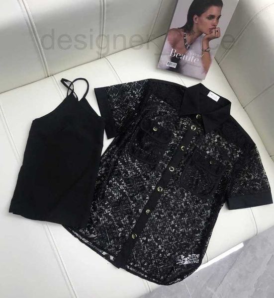 Chemisiers pour femmes Chemises designer 23 Summer New Commuter Style Élégant Élégant, Slim Age Reducing avec Small Strap Hollow Lace Shirt 2O52