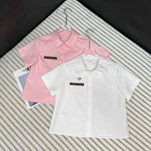 Chemises de chemisiers pour femmes marque 24ss printemps / été Nouveau lettre brodée flip cou de manche courte