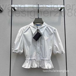 Damesblouses Shirts Designer Bubble Mouwen shirt voor Koreaanse meisjes zoete taillband ruche ruche kanten kort revers top zomer 9scr ocpt