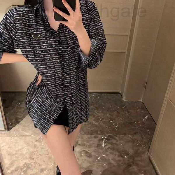 Blouses pour femmes Chemises Designer Correct Edition Nanyou 23 Début de l'automne Nouveau design avec lettres imprimées sur tout le coton Chanvre Chemise de style ample et mince GGTZ