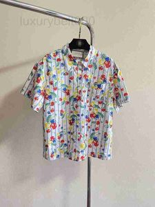 Damesblouses Overhemden ontwerper Vers fruit print reverszak korte mouwen overhemd romantische vakantie stijl lichte en ademende contrastkleurige top voor dames 2LBU