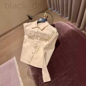 Blouses Femme Chemises designer MM Family 24ss Nouvelle veste en jean Twill avec motif diamant cousu à la main, à la mode et polyvalente 834P