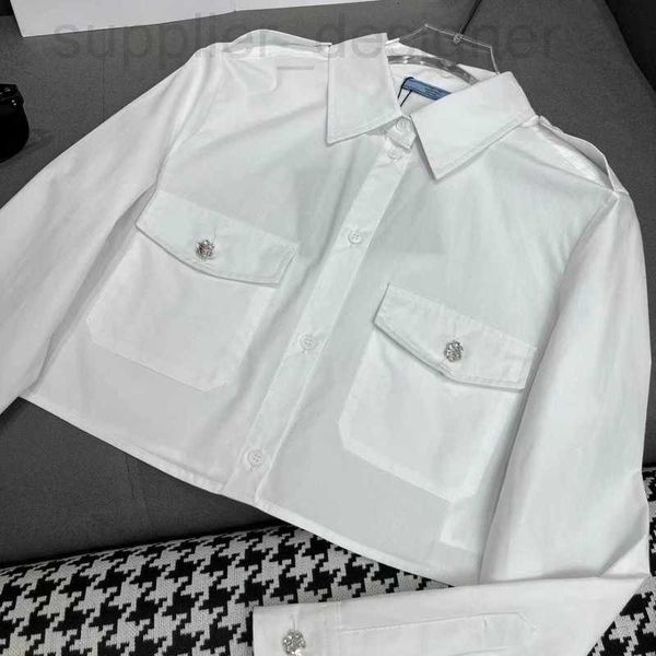 Chemises de chemisiers pour femmes Nanyou Zhi 2024 Début de printemps Nouveau style frais et doux Double poche courte à manches longues Slim Fit Slim Fit