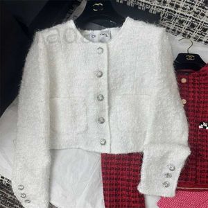 Women's Blouses Shirts Designer lente en zomer nieuwe stijl Franse kleine geur temperament beroemdheid celebrity mode single row boor knop ronde nek slank veelzijdig