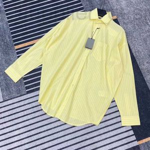 Blouses -shirts van dames ontwerper lente/zomer nieuwe luie streep losse en comfortabele lange mouwen shirt voor mannen vrouwen o1MQ