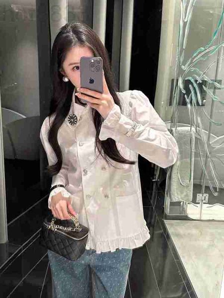 Chemisiers pour femmes Chemises Chemise blanche de créateur Style printanier Sense Small, French Advanced Fashion Foreign Short Double Breasted Long Sleeve Top SVUB