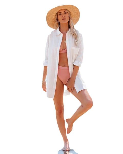 Chemisiers pour femmes Chemises Donsignet Printemps / été Loose Fashion Sexy Beach Sun Protection Clothing Womens Solid Casual