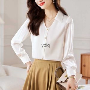 Blouses pour femmes Chemises élégantes Dame blanche pour les femmes Nouvelle simplicité d'automne Mode 2023 Style OL Tops basiquesyolq