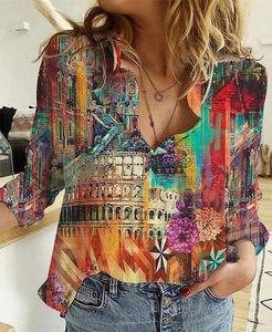 Damesblouses Overhemden Elegante losse blouse Damesmode Temperament Damesoverhemd met lange mouwen Gedrukt Casual damesoverhemd Vakantietop 230908