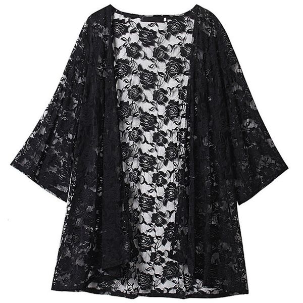 Chemisiers pour femmes Chemises Élégant Vintage Kimono Cardigan Chemise en dentelle pour femmes Brodé Plage Protection solaire Vêtements Cardigan Plus Size Blouse Femmes 230808