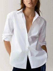 Camisas de blusas para mujeres Inglaterra estilo Oficina de estilo Simple Poplin blanca blanca sólida Mujeres Blusas Mujer de Moda 2024 Camisa Tops y240426