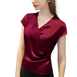 Chemises pour femmes Chemises Fashion Elegant Offant Lady Mariffon Shirts Sexy V-colme acétate Satin Blous