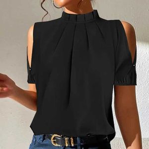 Chemises pour femmes Shirts Fashion Black Office Bureau Womens Top et chemise 2023 Top à manches courtes décontractées d'été et femmes Shirtl2405