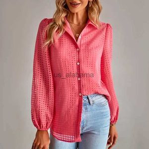 Blouses femme Chemises Mode simple boutonnage Plaid femmes chemise automne à manches longues Blouse décontracté femmes vêtements bureau montre de sport vêtements Blusas 23920 YQ231214