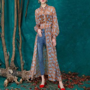 Women's Blouses Shirts Fashion Woman 2023 Zomer Spring Boho Kimono Transparant Chiffon Long Tunic for Women Robe Vintage Femme DD2542