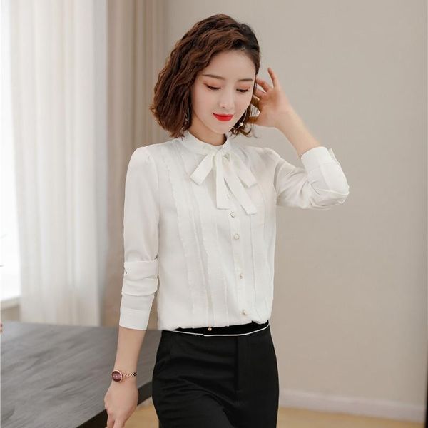 Chemisiers pour femmes chemises mode femmes blanc à manches longues dames travail Blouse et hauts bureau uniforme OL Styles femmes