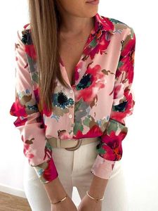 Blouzen voor dames shirts bloemen blouse dames afslag kraag lange mouw mode plus maat casual blouses elegant dame kantoorwerk shirts tops 230211