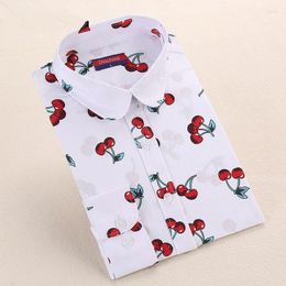 Damesblouses Overhemden Bloemen Vintage blouse met lange mouwen Cherry Turn Down Collar Shirt Blusas Feminino Dames Damestops Fashion1