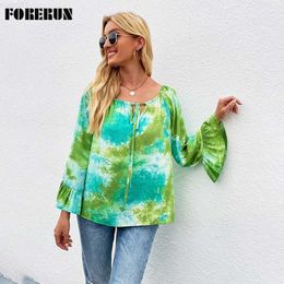 Chemisiers pour femmes Chemises FORERUN Chemisier pour femmes Imprimer Manches papillon Hors Épaule Haut Automne Casual Lâche Blusen Blusas Mujer De Moda 2021 L230712