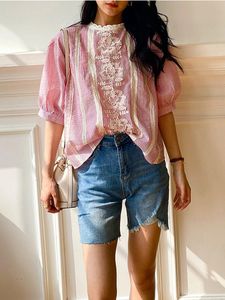 Blouses Femme Chemises GypsyLady Boho broderie Chic Blouse chemise coton dentelle Patchwork pure lâche été rose bleu femmes Blouse dames hauts robes 230802