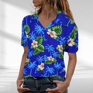Chemisiers pour femmes chemises chemise hawaïenne chemisier Funky poches avant laisser fleur imprimé palmier mode élégant bouton haut décontracté femmes